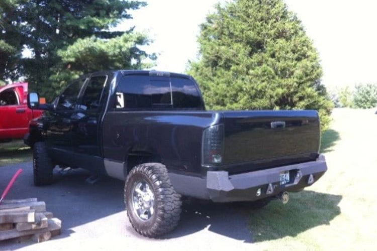 Iron Bull custom rear bumper #17 protects a 2003-2009 Dodge Ram 2500/3500 truck with custom-built steel strength