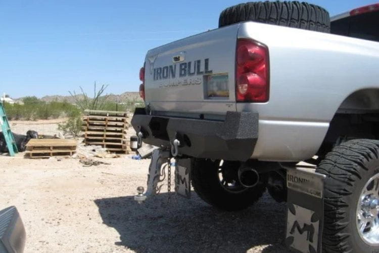 Iron Bull custom rear bumper #17 protects a 2003-2009 Dodge Ram 2500/3500 truck with custom-built steel strength