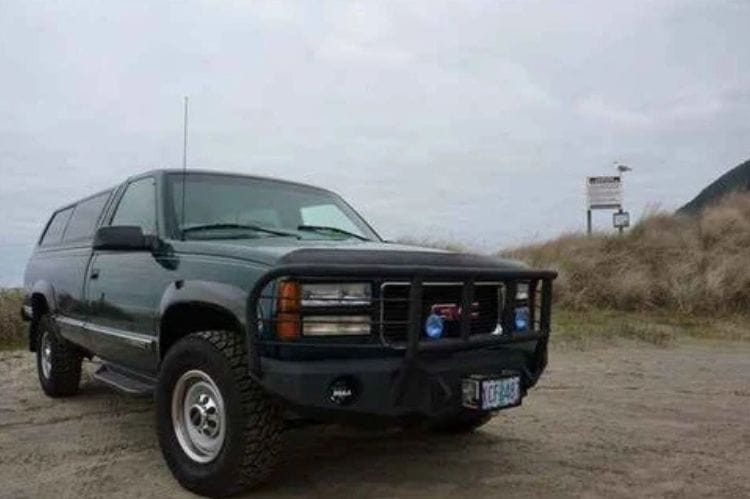 Iron Bull custom steel front bumper #57 for 1988–2000 GMC Sierra 1500 with durable steel construction and a classic truck design