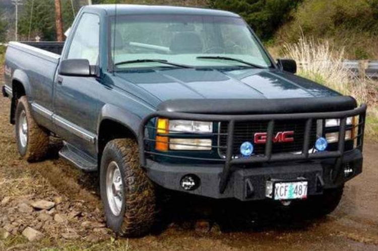 Iron Bull custom steel front bumper #57 for 1988–2000 GMC Sierra 2500/3500 featuring robust steel construction and a classic truck profile