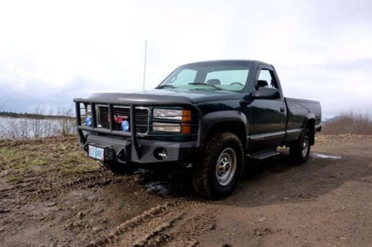 Iron Bull custom steel front bumper #57 for 1988–2000 GMC Sierra 2500/3500 featuring robust steel construction and a classic truck profile