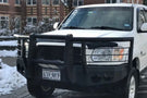 Custom truck front bumper #43 by Iron Bull sits installed on the front end of a 2000-2002 Toyota Tundra off-roader