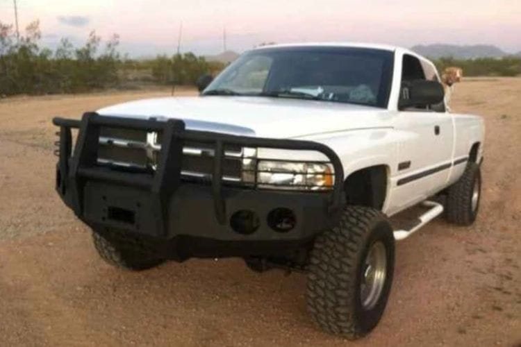 Iron Bull front bumper #14 gives your 1994-2001 Dodge Ram 1500 maximum structural defense across rocky mountain trails