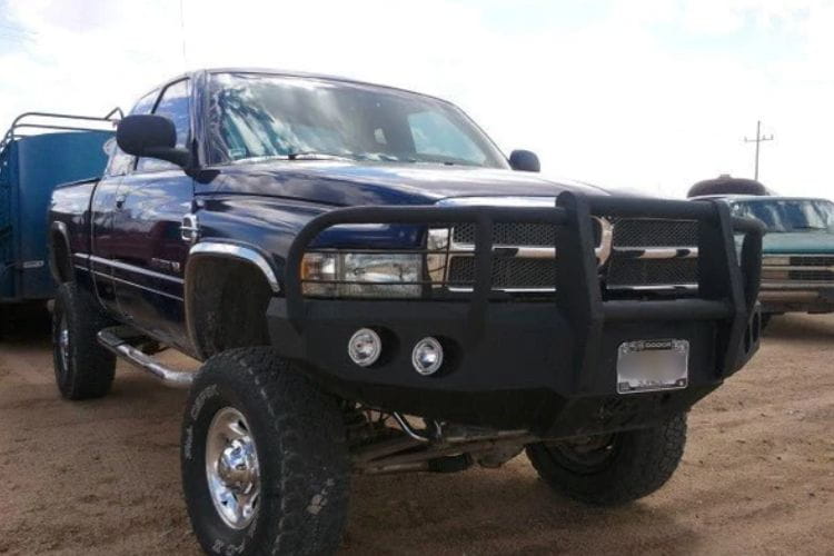 Iron Bull front bumper #14 gives your 1994-2001 Dodge Ram 1500 maximum structural defense across rocky mountain trails
