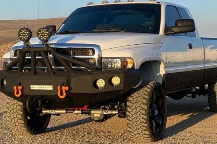 Iron Bull front bumper #14 gives your 1994-2001 Dodge Ram 1500 maximum structural defense across rocky mountain trails