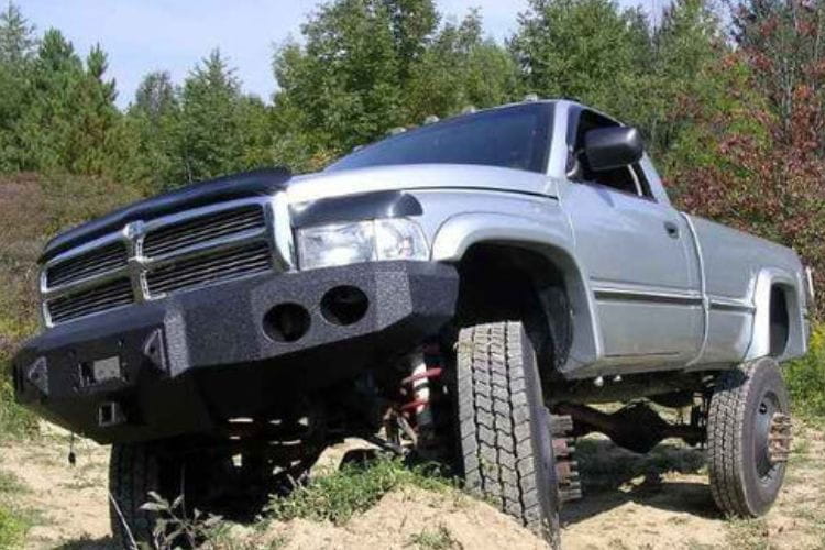 Iron Bull front bumper #14 gives your 1994-2001 Dodge Ram 1500 maximum structural defense across rocky mountain trails