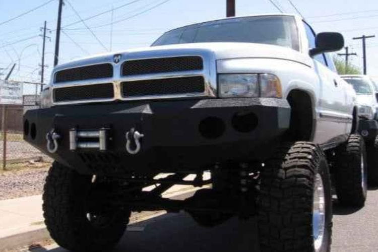 Iron Bull front bumper #14 gives your 1994-2001 Dodge Ram 1500 maximum structural defense across rocky mountain trails