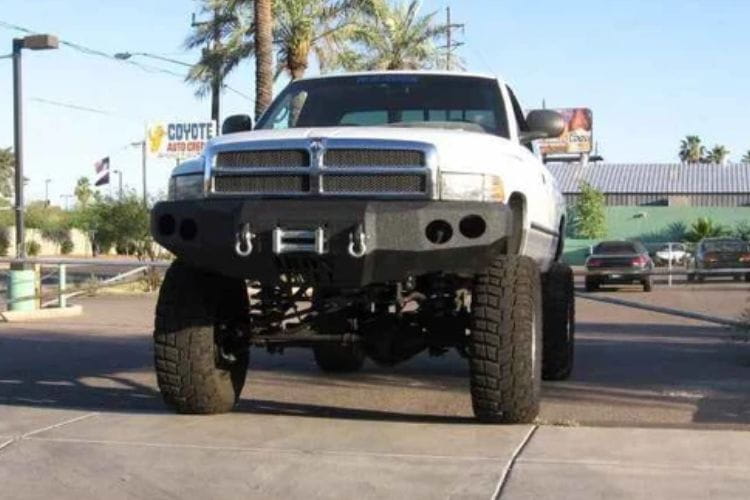 Iron Bull front bumper #14 gives your 1994-2001 Dodge Ram 1500 maximum structural defense across rocky mountain trails