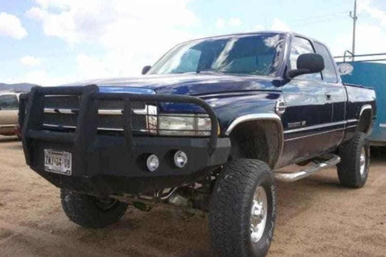 Iron Bull front bumper #14 gives your 1994-2001 Dodge Ram 1500 maximum structural defense across rocky mountain trails