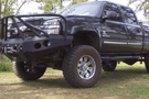 Iron Bull aftermarket front bumper for 2003-2007 Chevy Silverado 2500/3500, heavy-duty steel construction with bold upgrade design.