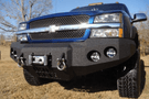 Iron Bull aftermarket front bumper for 2003-2007 Chevy Silverado 2500/3500, heavy-duty steel construction with bold upgrade design.