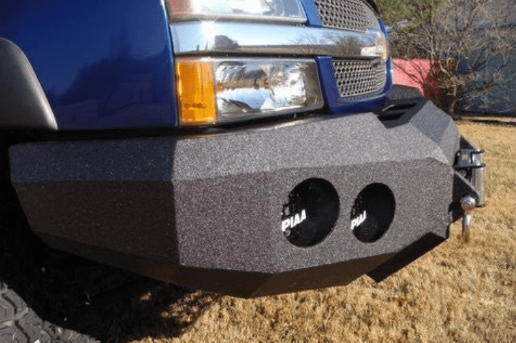 Iron Bull aftermarket front bumper for 2003-2007 Chevy Silverado 2500/3500, heavy-duty steel construction with bold upgrade design.
