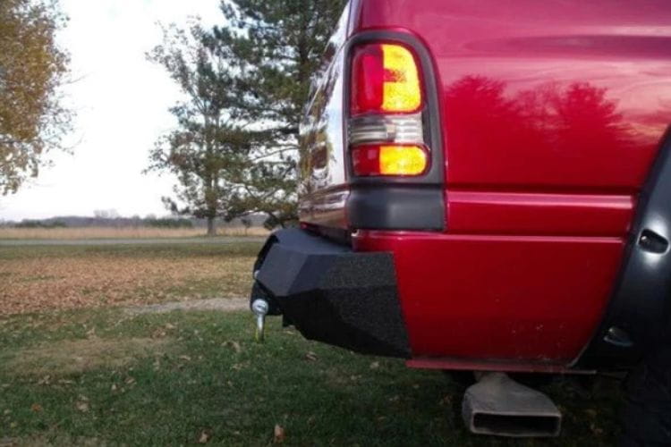Iron Bull heavy duty rear bumpers #16 protect a 1994-2001 Dodge Ram 1500 truck with custom-built steel strength