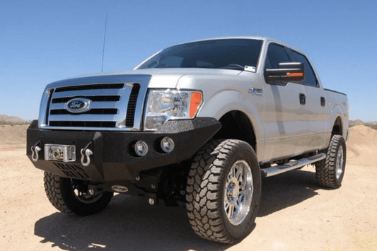 Truck front bumper #15 from Iron Bull gives a 2009-2014 Ford F150 an imposing off-road stance on rough terrain