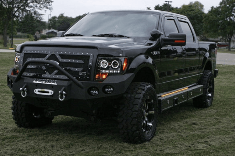 Truck front bumper #15 from Iron Bull gives a 2009-2014 Ford F150 an imposing off-road stance on rough terrain