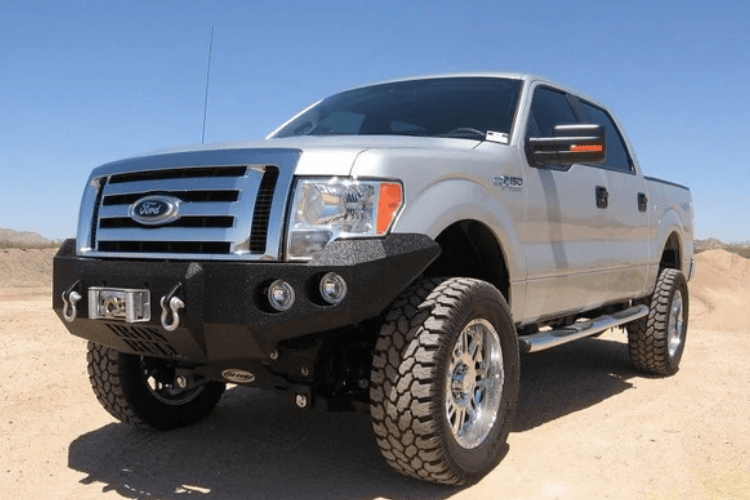 Truck front bumper #15 from Iron Bull gives a 2009-2014 Ford F150 an imposing off-road stance on rough terrain