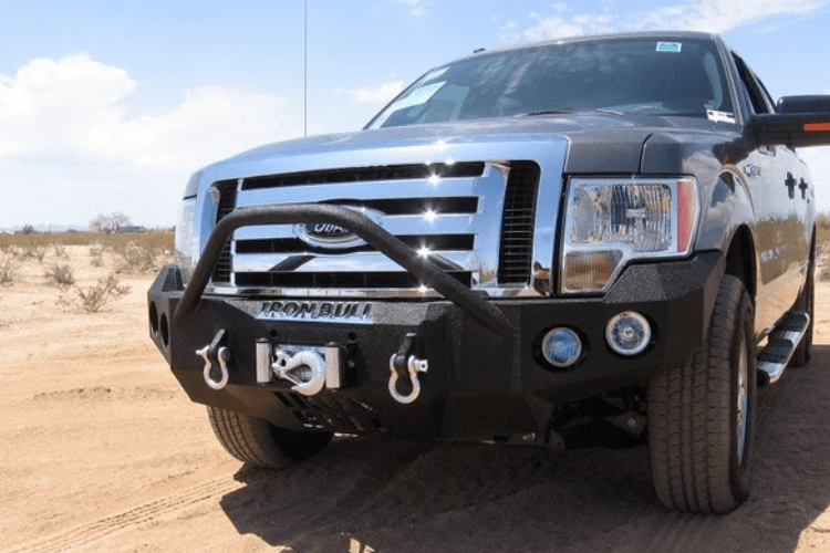 Truck front bumper #15 from Iron Bull gives a 2009-2014 Ford F150 an imposing off-road stance on rough terrain