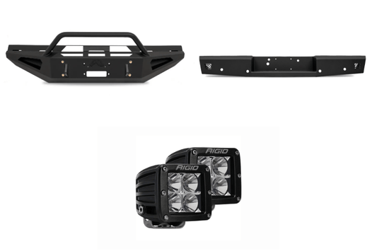 Night Raider Kit installed on a 2004 Ford F250 Super Duty built for the dark trails featuring Fab Fours front and rear bumpers and Rigid lights
