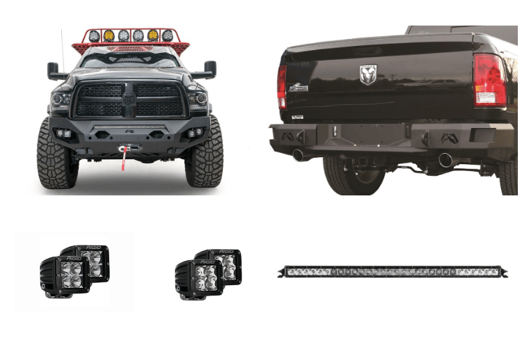 Durable 2018 Dodge Ram 2500 off-road build with Fab Fours protection and Rigid LED lighting