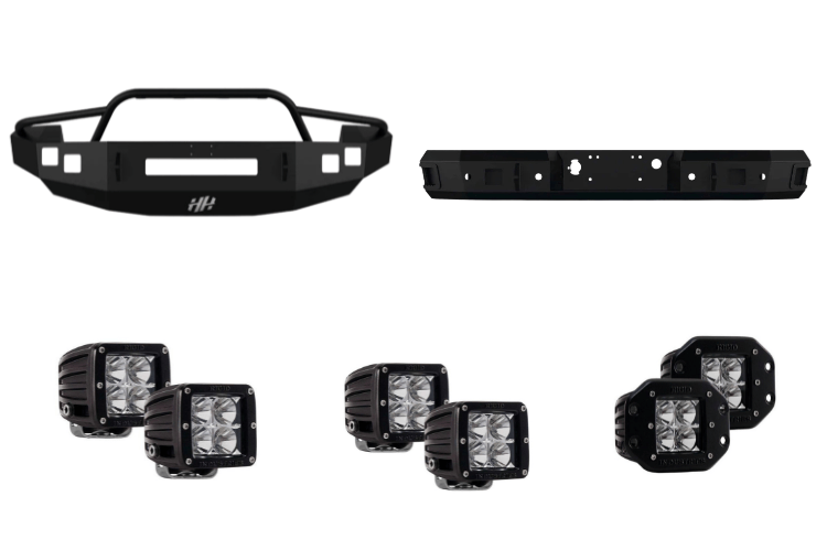 Night Raider Kit for a 2007 Silverado 2500, fixed up for hard use in the dark with heavy-duty Hammerhead bumpers and clear Rigid lights.