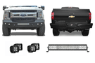 2019 Silverado 2500HD Night Raider Kit setup designed for off-road strength and maximum visibility with Steelcraft bumpers and Rigid LED lighting