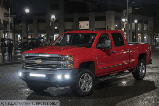 2019 Silverado 2500HD Night Raider Kit setup designed for off-road strength and maximum visibility with Steelcraft bumpers and Rigid LED lighting