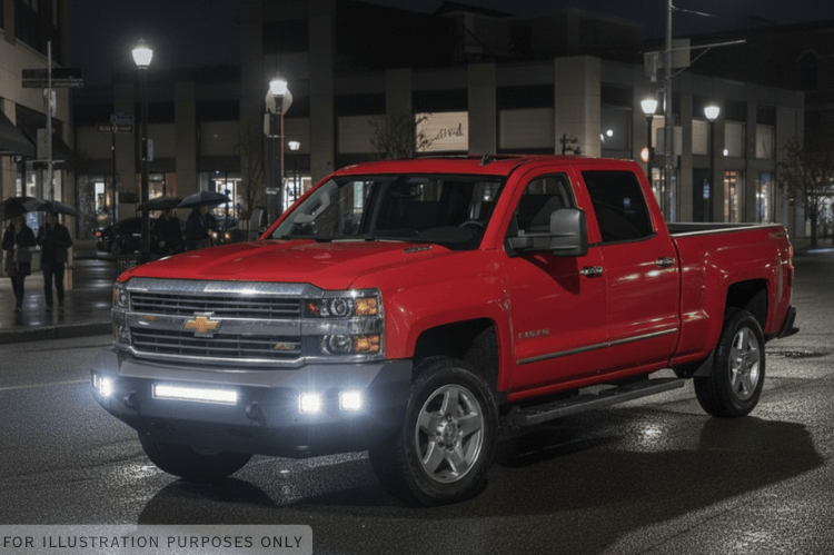 2019 Silverado 2500HD Night Raider Kit setup designed for off-road strength and maximum visibility with Steelcraft bumpers and Rigid LED lighting