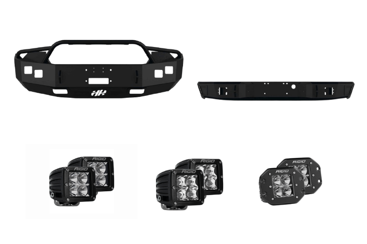 Custom 2007 GMC Sierra 2500HD build featuring Night Raider Kit with Hammerhead protection and Rigid LED lighting