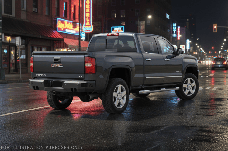 2019 GMC Sierra 2500HD off-road Night Raider Kit featuring Fab Fours heavy-duty armor and Rigid lights