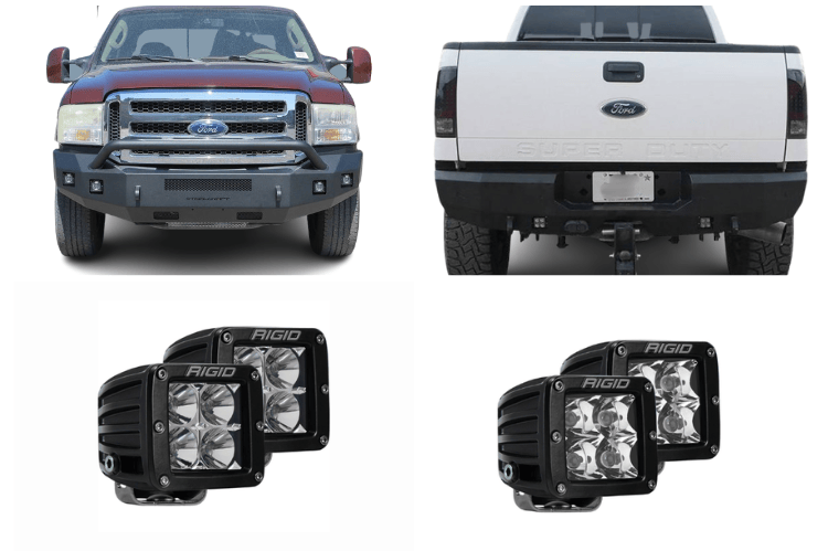 2007 Ford F250 Superduty equipped with the Night Raider Kit featuring Steelcraft armor and Rigid lighting