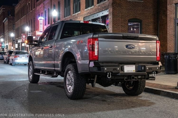 Front and rear bumpers Fab Fours Night Raider kit with Rigid lights for 2024 Ford F250 Superduty heavy-duty truck upgrade