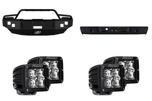 2005 Dodge Ram 2500 Bumper Night Raider kit featuring Hammerhead Bumpers and Rigid lights for rugged truck protection
