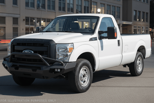 Customized 2016 Ford F250 Super Duty equipped with Fab Fours bumpers and Rigid light setup