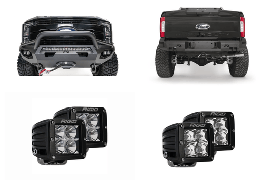 2022 Ford F250 Night Raider Edition combining Fab Fours protection and Rigid lighting performance