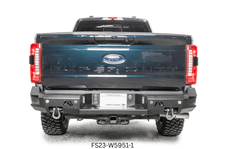 Custom 2023 Ford F250 Night Raider build featuring Fab Fours armor and Rigid lighting package