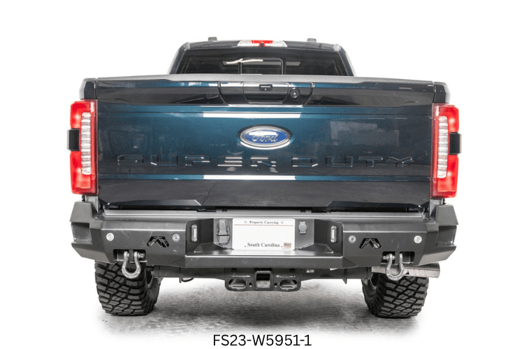 Adventure-ready 2024 Ford F250 Super Duty featuring Fab Fours bumpers and Rigid lighting system