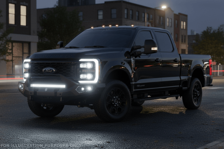 2025 Ford F250 Super Duty Night Raider Kit built for off-road with Road Armor and Rigid lighting