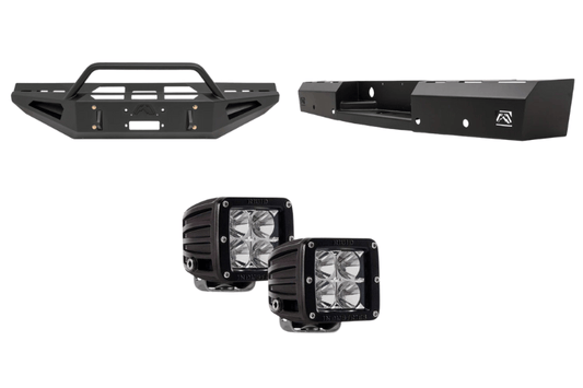 2009 Dodge Ram 2500 transformed with the Night Raider upgrade — armored by Fab Fours Red Steel, powered by Rigid lighting.