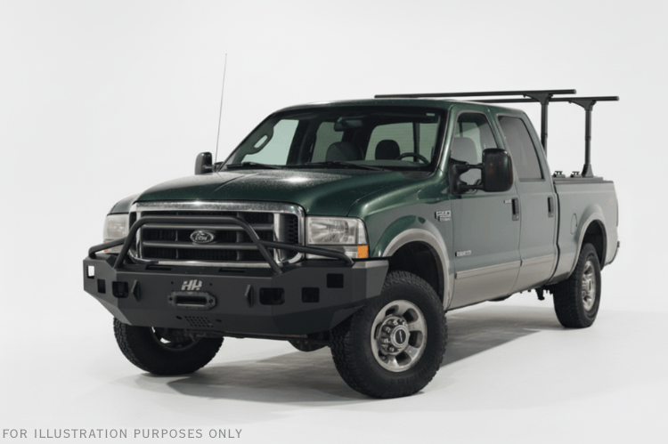 Overland Adventure Kit for a 2004 Ford F250, optimized for heavy-duty service with Hammerhead bumpers, Warn winch, Truxedo rack and ARB roof tent.