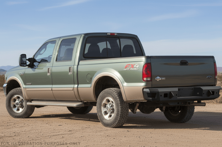 Overland Adventure Kit for a 2004 Ford F250, optimized for heavy-duty service with Hammerhead bumpers, Warn winch, Truxedo rack and ARB roof tent.