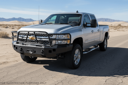 2014 Chevy Silverado 2500HD Overland Adventure Kit ready for off-road exploration with Hammerhead bumpers, Warn winch, TruXedo rack, and an ARB rooftop tent