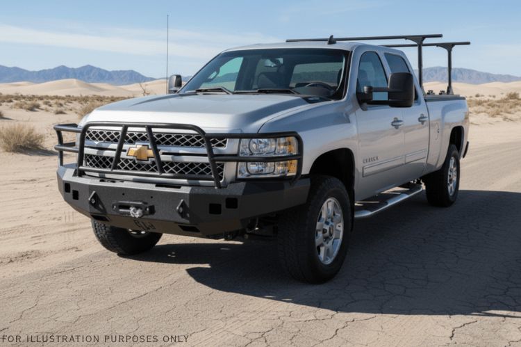 2014 Chevy Silverado 2500HD Overland Adventure Kit ready for off-road exploration with Hammerhead bumpers, Warn winch, TruXedo rack, and an ARB rooftop tent