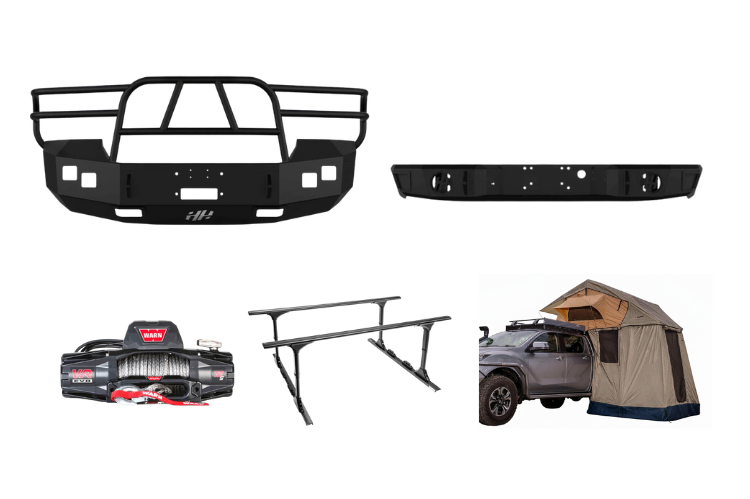 2007 GMC Sierra 2500HD Overland Adventure Kit with Hammerhead bumpers, Warn winch, TruXedo rack and, ARB Rooftop Tent.