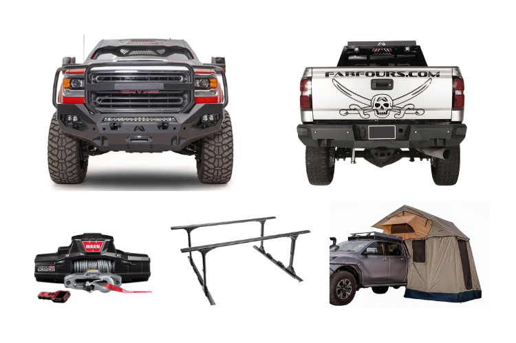 2019 GMC Sierra 2500HD Overland Adventure Kit featuring Fab Fours bumper, Warn winch, Truxedo rack and, ARB Rooftop Tent.