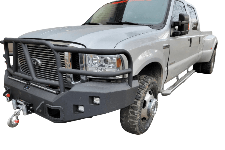 Overland Adventure Kit for a 2007 Ford F250 Superduty, engineered for extreme off-road duty with Hammerhead bumpers, Warn winch and Truxedo rack.