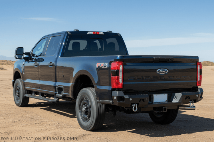 2023 F250 Superduty Overland Adventure Kit featuring Fab Fours bumpers, Warn winch, Truxedo rack and ARB roof tent ready for off-road adventures.
