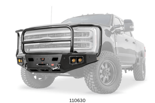 Overland Adventure Kit for a 2025 Ford F250, perfected for long-term durability with Warn & Road Armor bumpers, Warn winch and Truxedo rack.