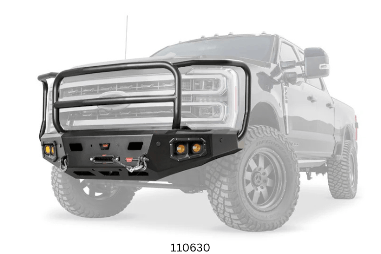 Overland Adventure Kit for a 2025 Ford F250, perfected for long-term durability with Warn & Road Armor bumpers, Warn winch and Truxedo rack.