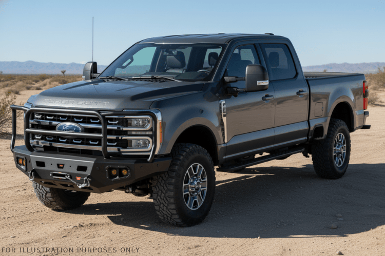 Overland Adventure Kit for a 2025 Ford F250, perfected for long-term durability with Warn & Road Armor bumpers, Warn winch, Truxedo rack and ARB rooftop tent.
