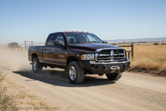 Overland Adventure Kit for a 2005 Dodge Ram 2500, optimized for maximum strength with Hammerhead bumpers, Warn winch, Truxedo rack and ARB rooftop tent.